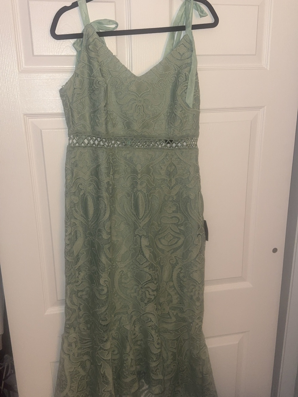 Lulu's Sage Green Lace High Low Midi Dress - Picture 6 of 7